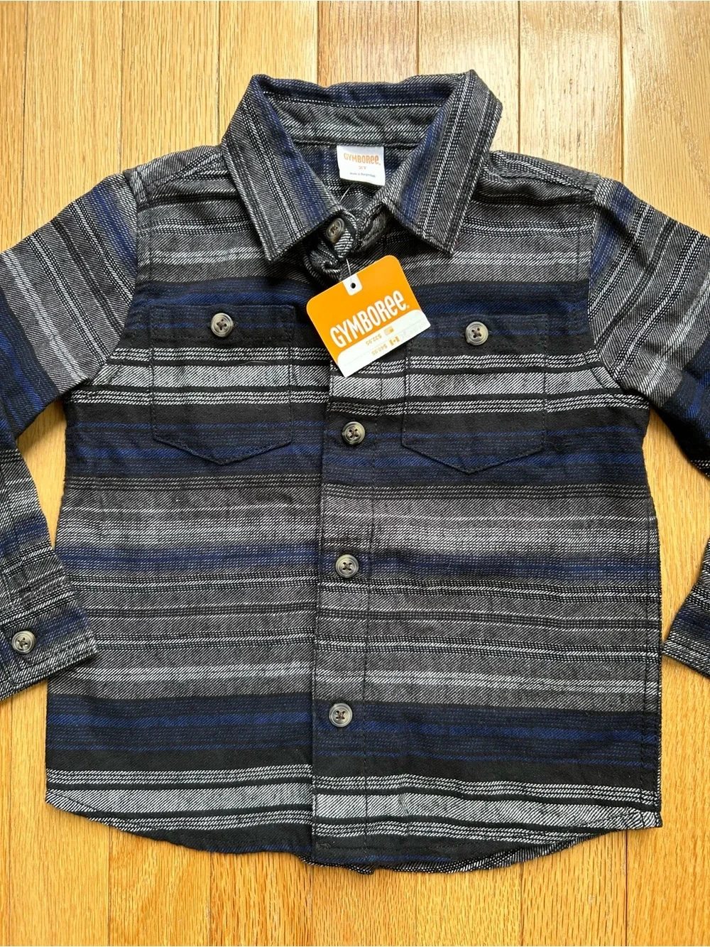 Gymboree Boys 2T Striped Flannel Button Down Shirt NWT Western Fall 100% Cotton